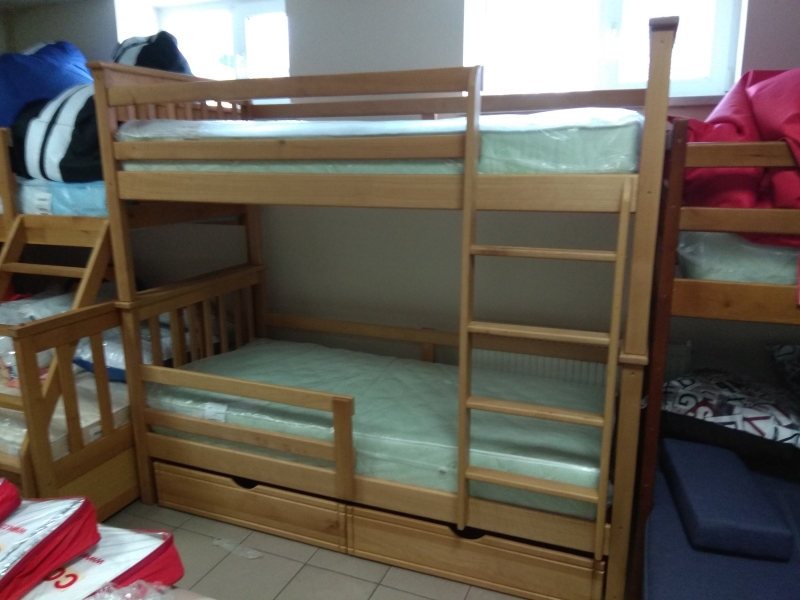 Двухъярусная кровать Оливер 90х190 см. + Матрасы ComFort зима-лето + 2 подушки в подарок*
