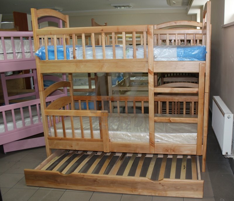 2 Яруса Двухъярусная кровать Карина-Люкс Трио (дополнительное выкатное спальное место)