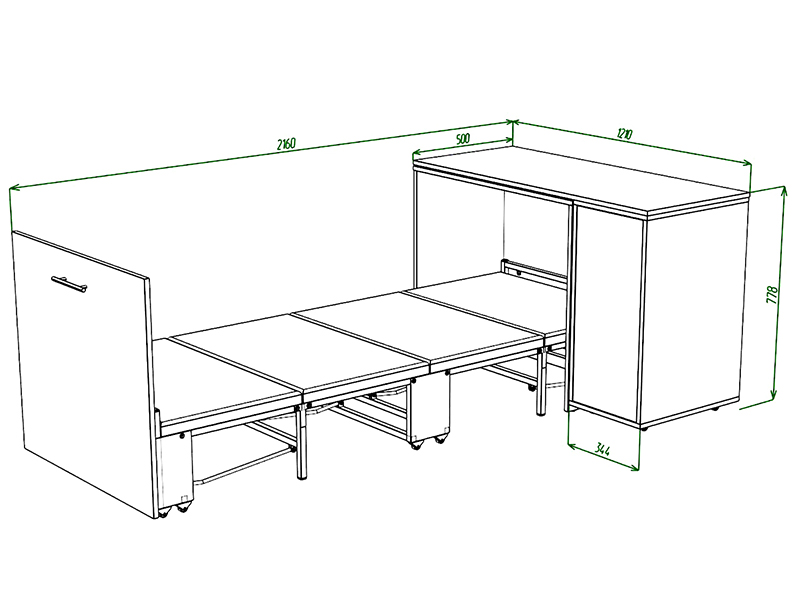 Knap Knap Кровать-трансформер + Письменный стол + Тумба + Комод Sirim-C3 (4 в 1)