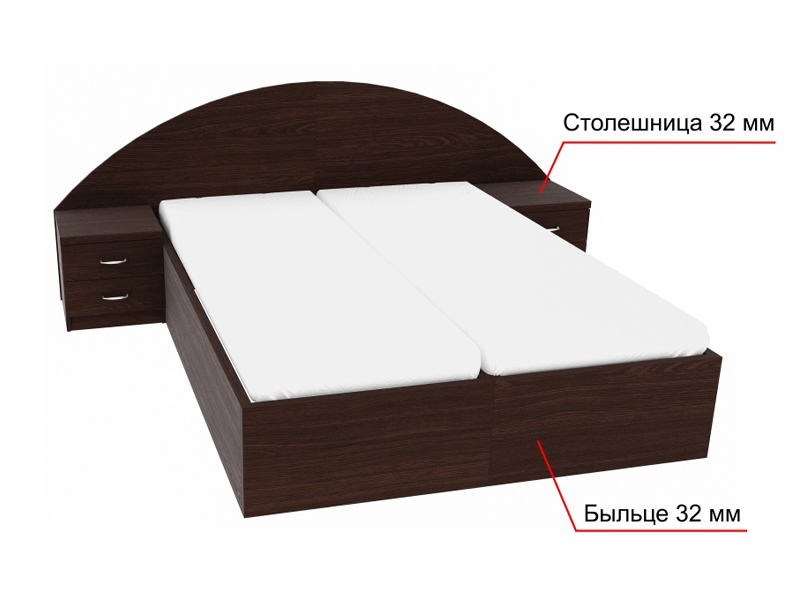 Макси-Мебель Кровать двухспальная Новик (с 2-мя тумбами)
