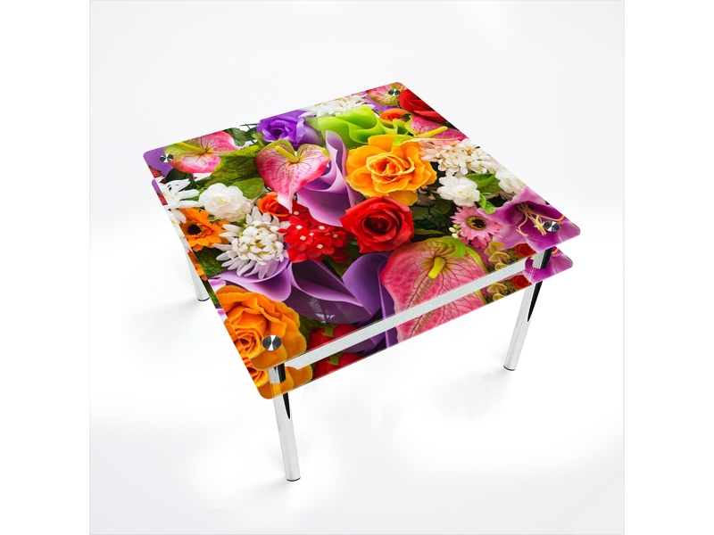 Компания БЦ-стол Стол обеденный квадратный с проходящей полкой Flowers