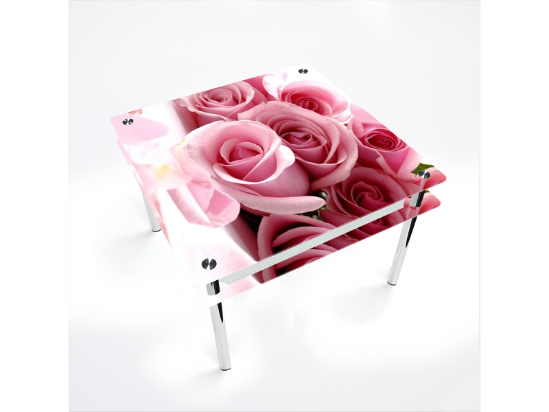Компания БЦ-стол Стол обеденный квадратный с проходящей полкой Pink Roses
