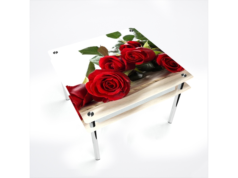 Компания БЦ-стол Стол обеденный квадратный с проходящей полкой Red Roses