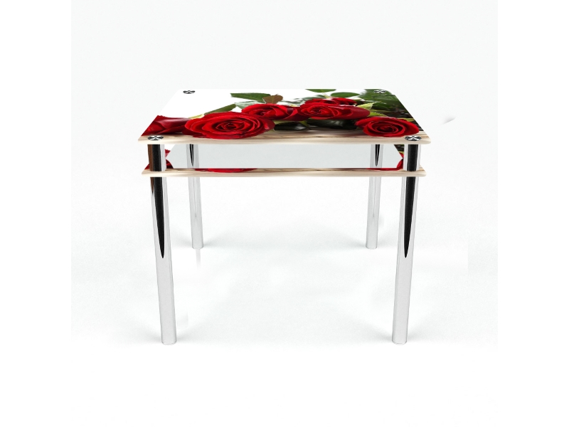 Компания БЦ-стол Стол обеденный квадратный с проходящей полкой Red Roses