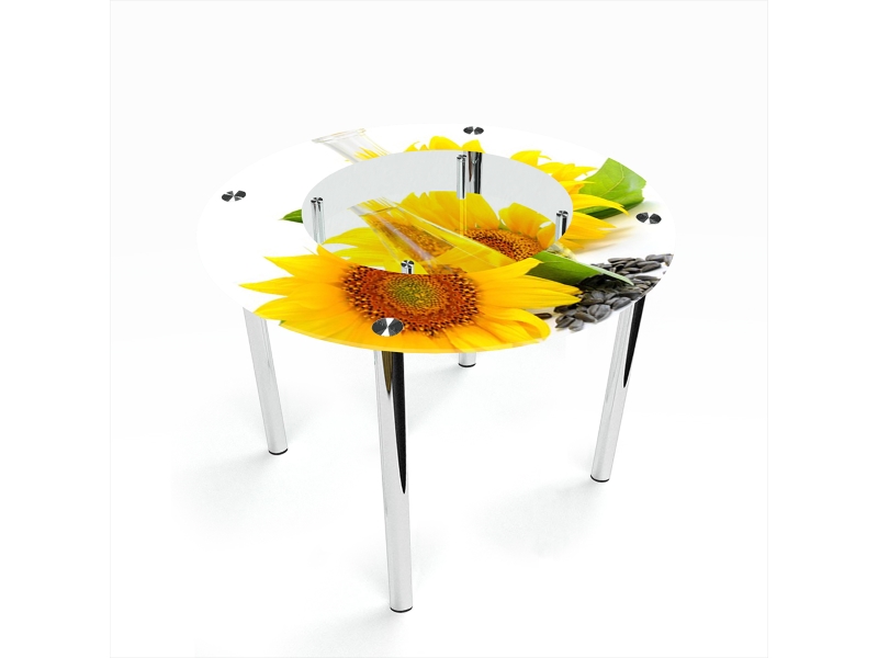 Компания БЦ-стол Стол обеденный круглый с полкой Sunflower