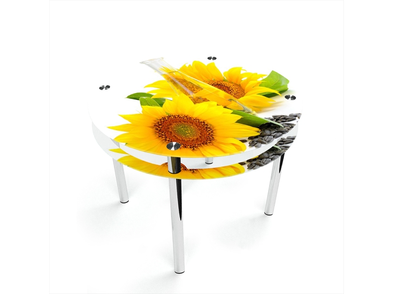 Компания БЦ-стол Стол обеденный круглый с проходящей полкой Sunflower