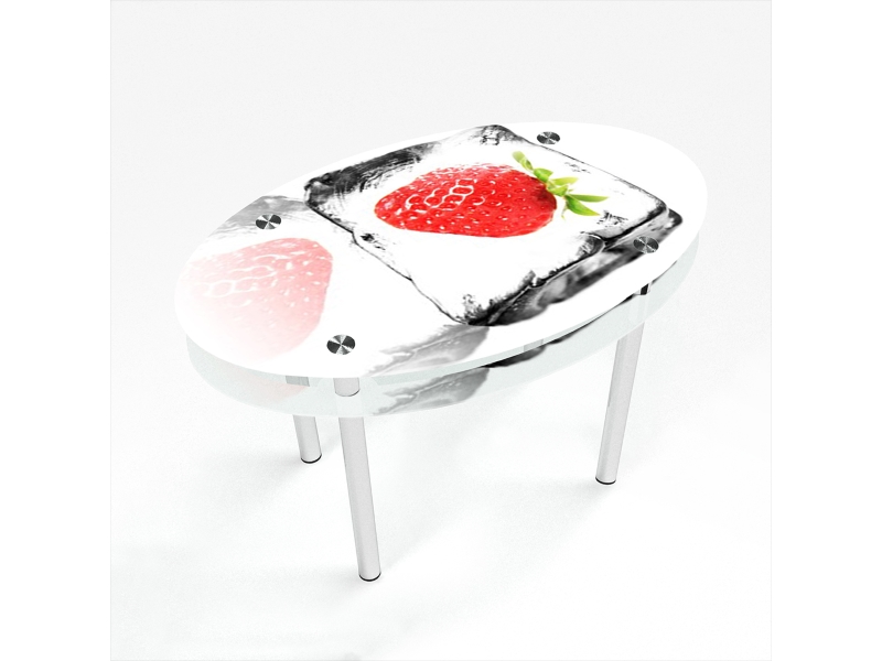 Компания БЦ-стол Стол обеденный овальный с проходящей полкой Ice berry