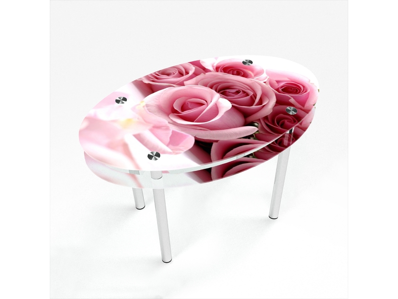 Компания БЦ-стол Стол обеденный овальный с проходящей полкой Pink Roses