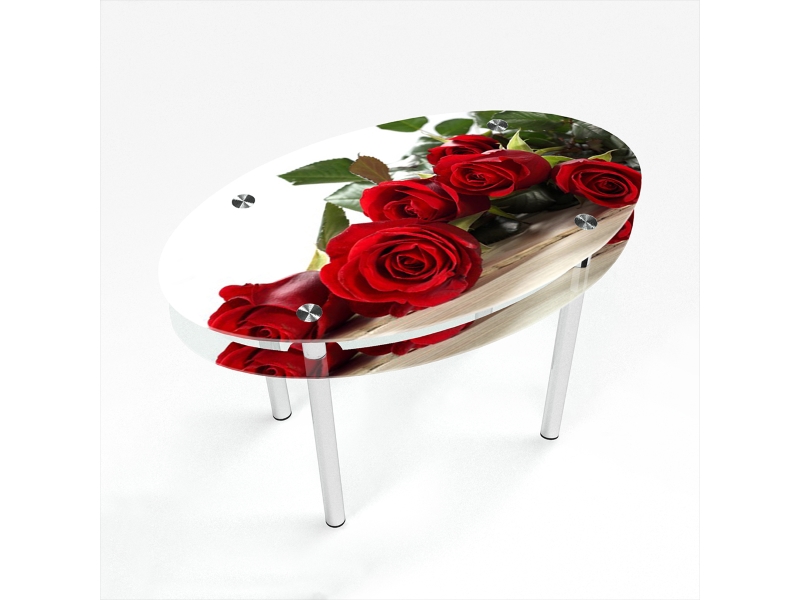Компания БЦ-стол Стол обеденный овальный с проходящей полкой Red Roses