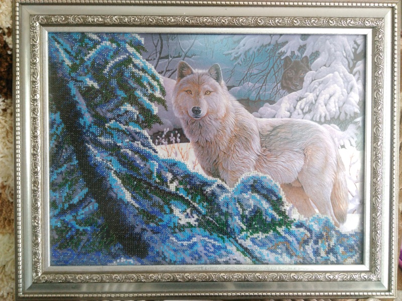 MZ Картина бисером "Волки в зимнем лесу"