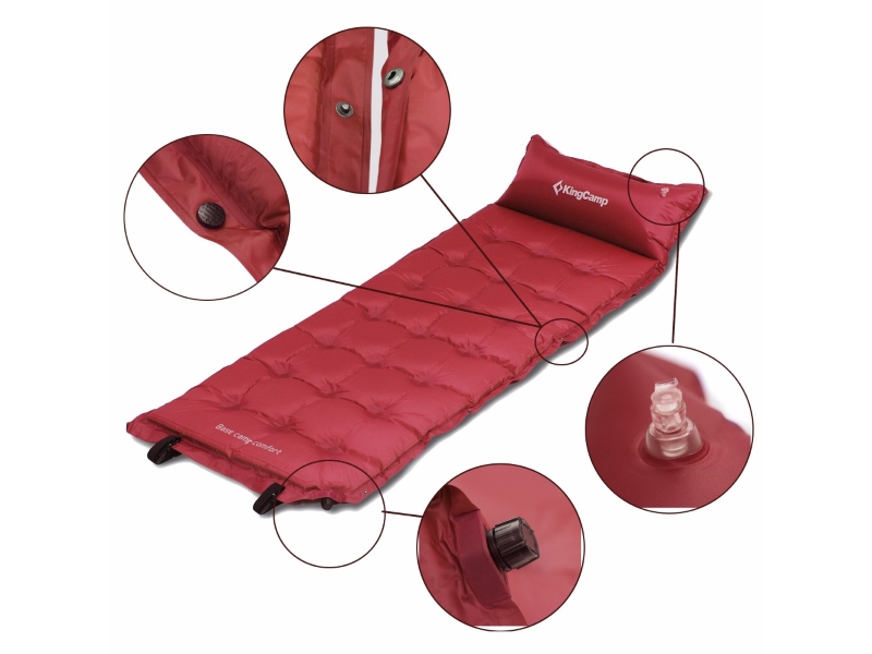 Menco Cамонадувающийся коврик KingCamp Base Camp Comfort(KM3560) Wine red