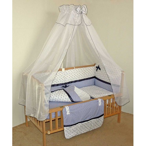Медисон Спальный набор в детскую кровать комбинированный горошек полоска (9 элементов), балдахин + вуаль