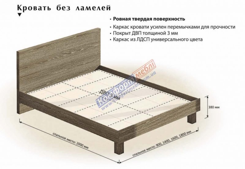 Комфорт Мебель Кровать двухспальная К-88 1600 мм.