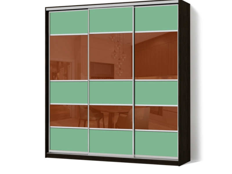 Матролюкс (LuxStudio) Шкаф-купе Классик трехдверный с фасадами из цветных стекол и тонированных зеркал
