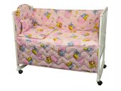 Набор в детскую кровать размер 60х120 (Розовый) зверьки в карманах
