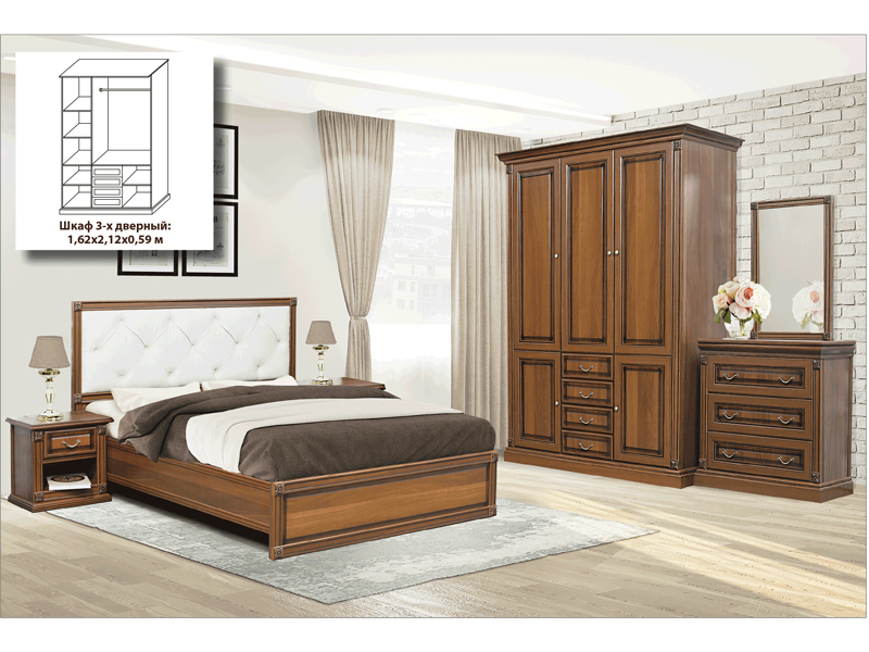 Скай Комплект спальной мебели «MIRA / МИРА» с 3-х дверным шкафом
