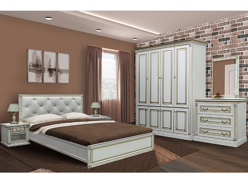 Скай Комплект спальной мебели «MIRA / МИРА» с 4-х дверным шкафом