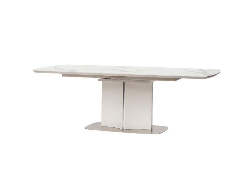 Concepto ALBURY стол раскладной стекло + МДФ 160-200 СМ белый