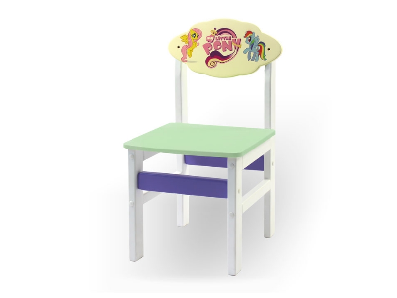 Юлианна Детский стульчик “Woody” белый с картинкой Литл Пони