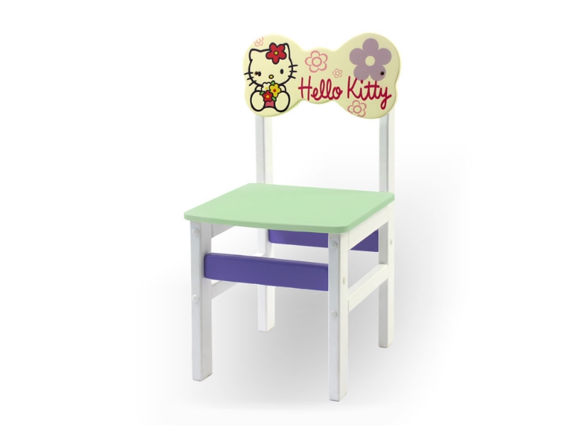 Юлианна Детский стульчик “Woody” белый с картинкой Хелоу Китти