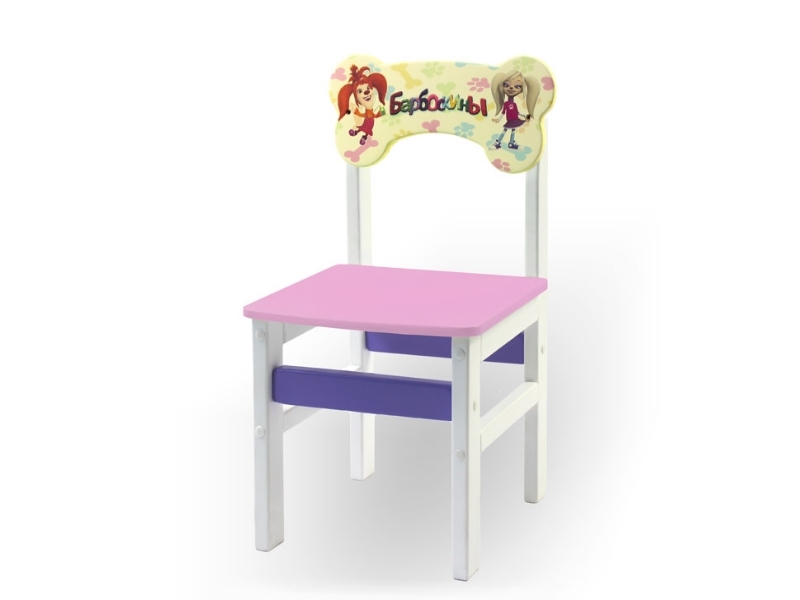 Юлианна Детский стульчик “Woody” белый с картинкой Барбоскины (для девочки)