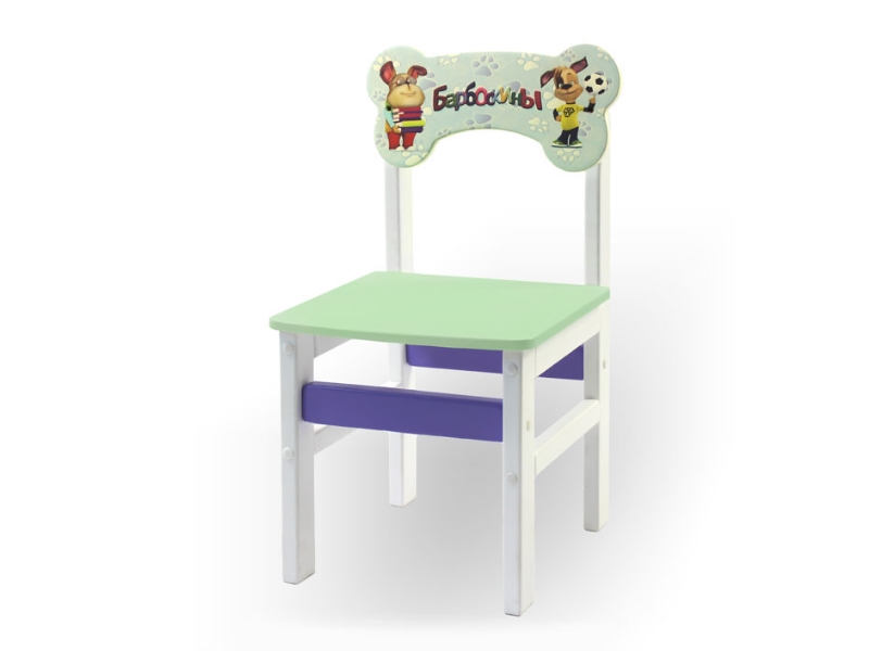 Юлианна Детский стульчик “Woody” белый с картинкой Барбоскины (для мальчика)
