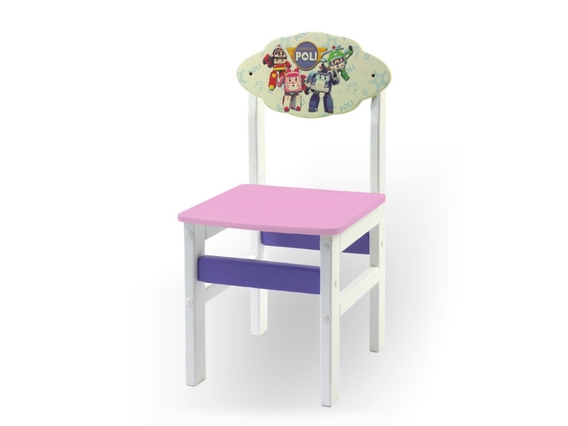 Юлианна Детский стульчик “Woody” белый с картинкой Робокар Полли