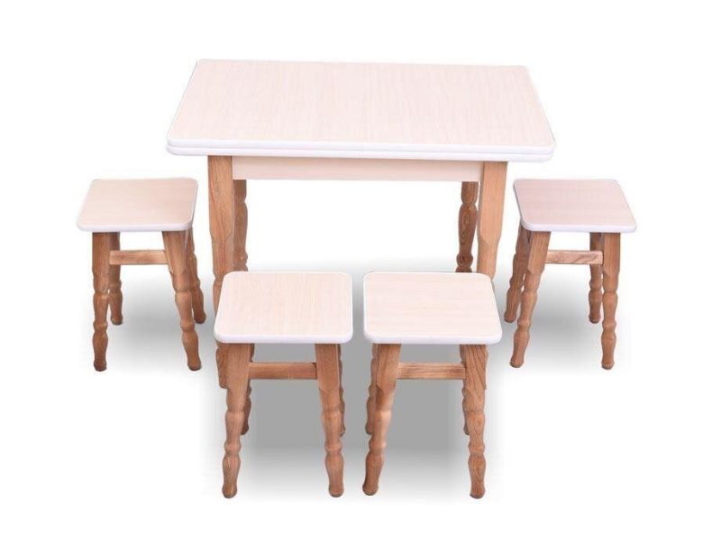 Юлианна Раскладной обеденный столовый комплект (кухонный стол с табуретками) “Мрамор оникс”