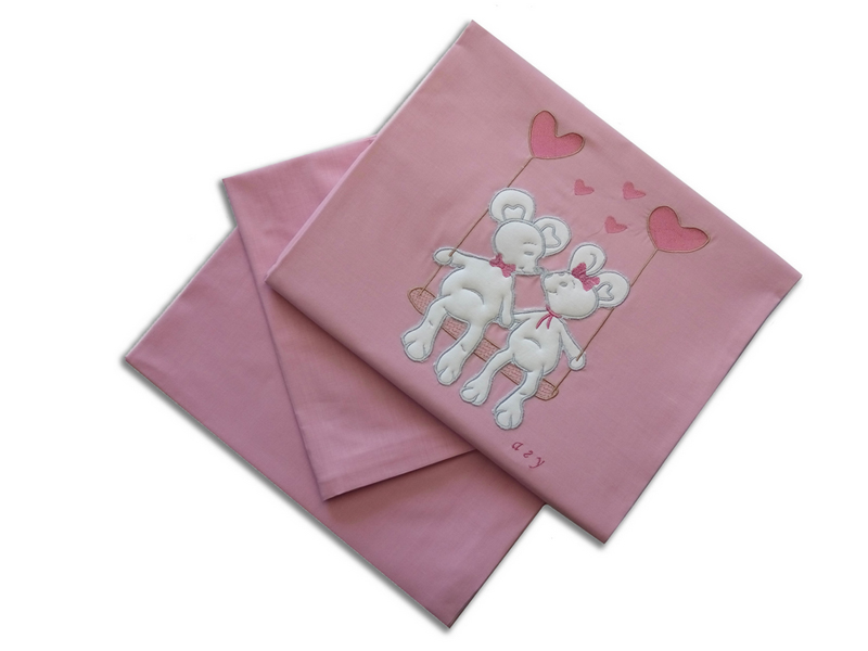 ТМ "Агу" Комплект постельный "Веселые мышата" (3эл)120х60, розовый
