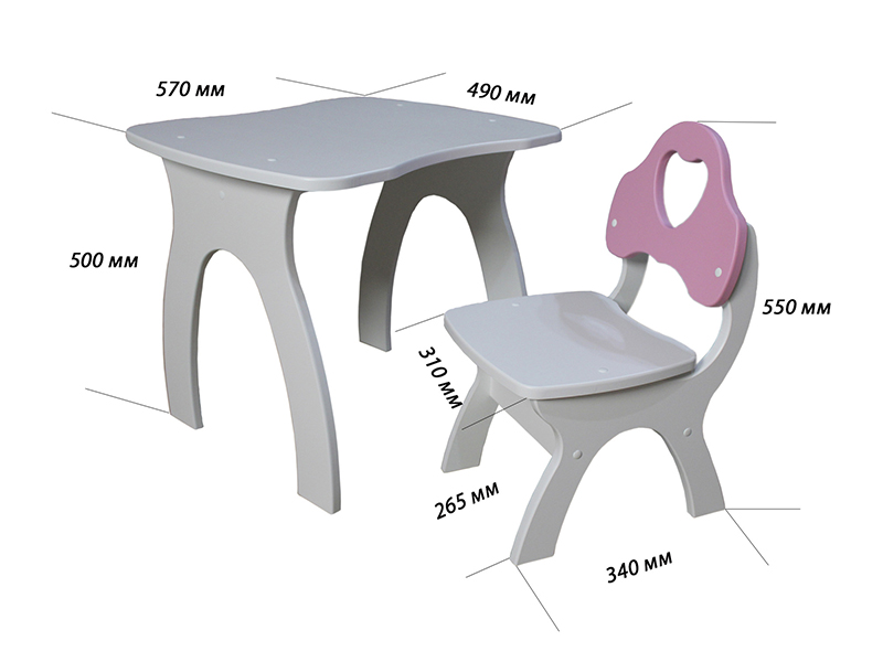 VIORINA-DEKO Детский комплект столик + стульчик МДФ JONY