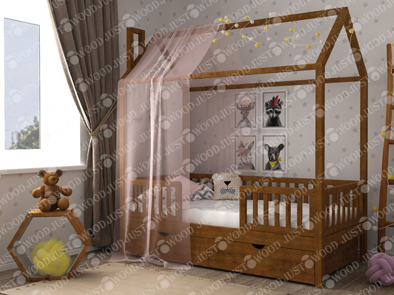 JustWood Детская деревянная кровать-домик «Маленький Дом»