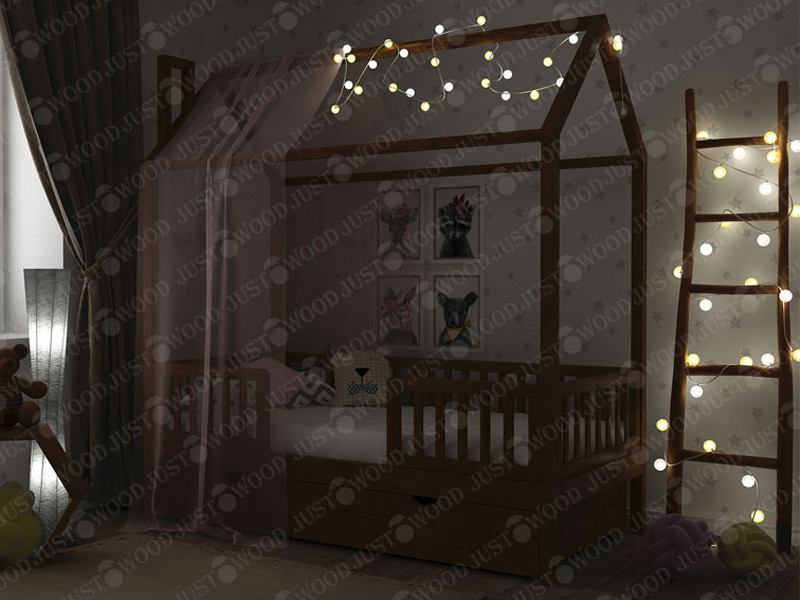 JustWood Детская деревянная кровать-домик «Маленький Дом»