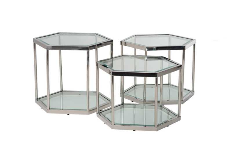 Vetro Mebel Кофейный стол прозрачный + серебро