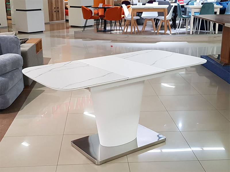 DaoSun Стол обеденный раскладной керамика МДФ белый DT 874