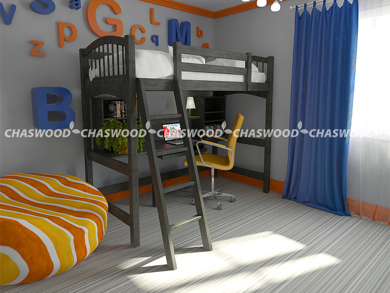 JustWood Кровать-чердак детская Модерн