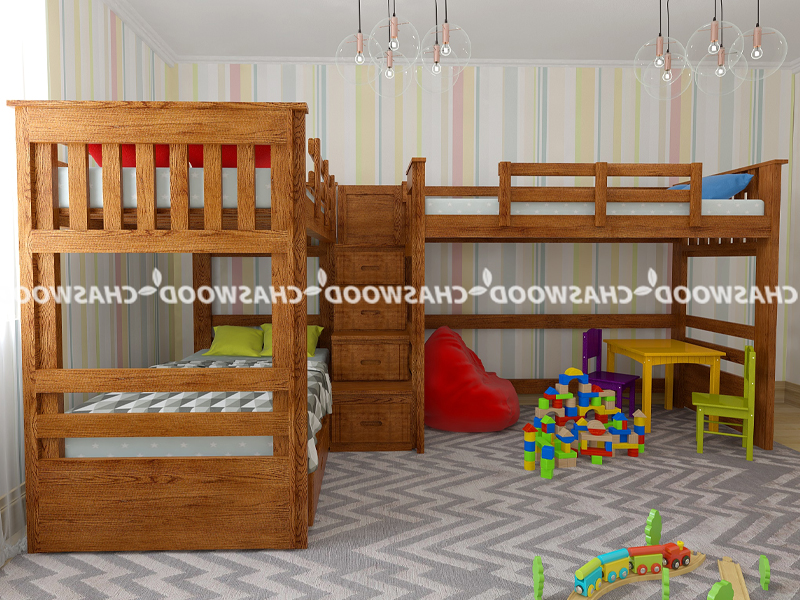 JustWood Кровать детская двухъярусная Саванна трио