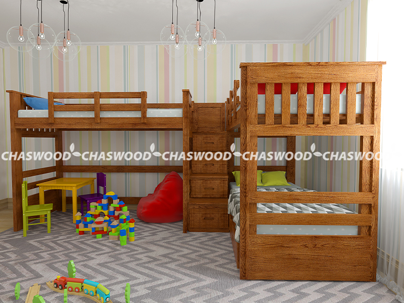 JustWood Кровать детская двухъярусная Саванна трио