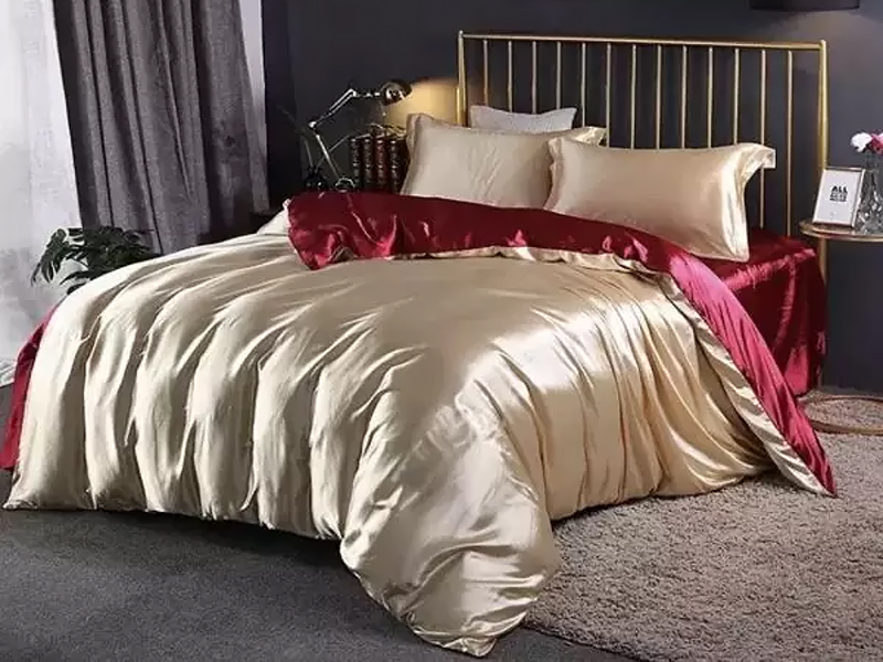 Moka Textile Комплект постельного белья Атлас Бордово-золотой