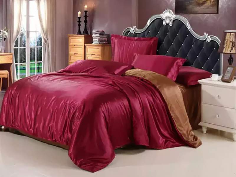Moka Textile Комплект постельного белья Атлас Бордово-бронзовый