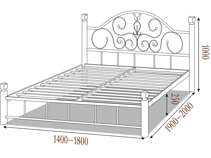 Фабрика Металл-Дизайн Кровать металлическая Анжелика (на деревянных ножках)