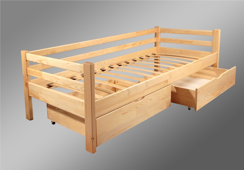 Кровать Школьник (цвет: ольха, орех, венге)+ подкроватный ящик + беспружинный матрас Slim Roll