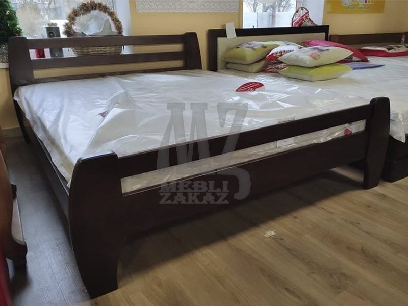 Кровать Нова (Бук) 1600*2000 (цвет Орех) + Матрас беспружинный Big Roll