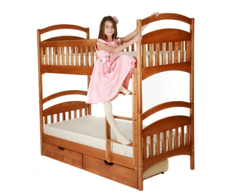 Двухъярусная кровать Карина (Kadosh) + нижние перегородки + ящики + матрасы ComFort Lux + 2 подушки в подарок*