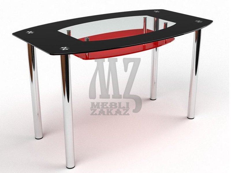 Компания БЦ-стол Стол стеклянный Бочка (красно-черный)